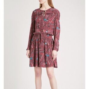 Zadig & Voltaire Remus Psyche Dress Size M Burgundy Paisley Print